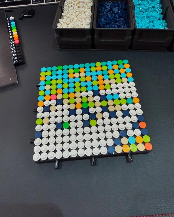 Next row completed one 16x16 panel at a time (5 to a row)