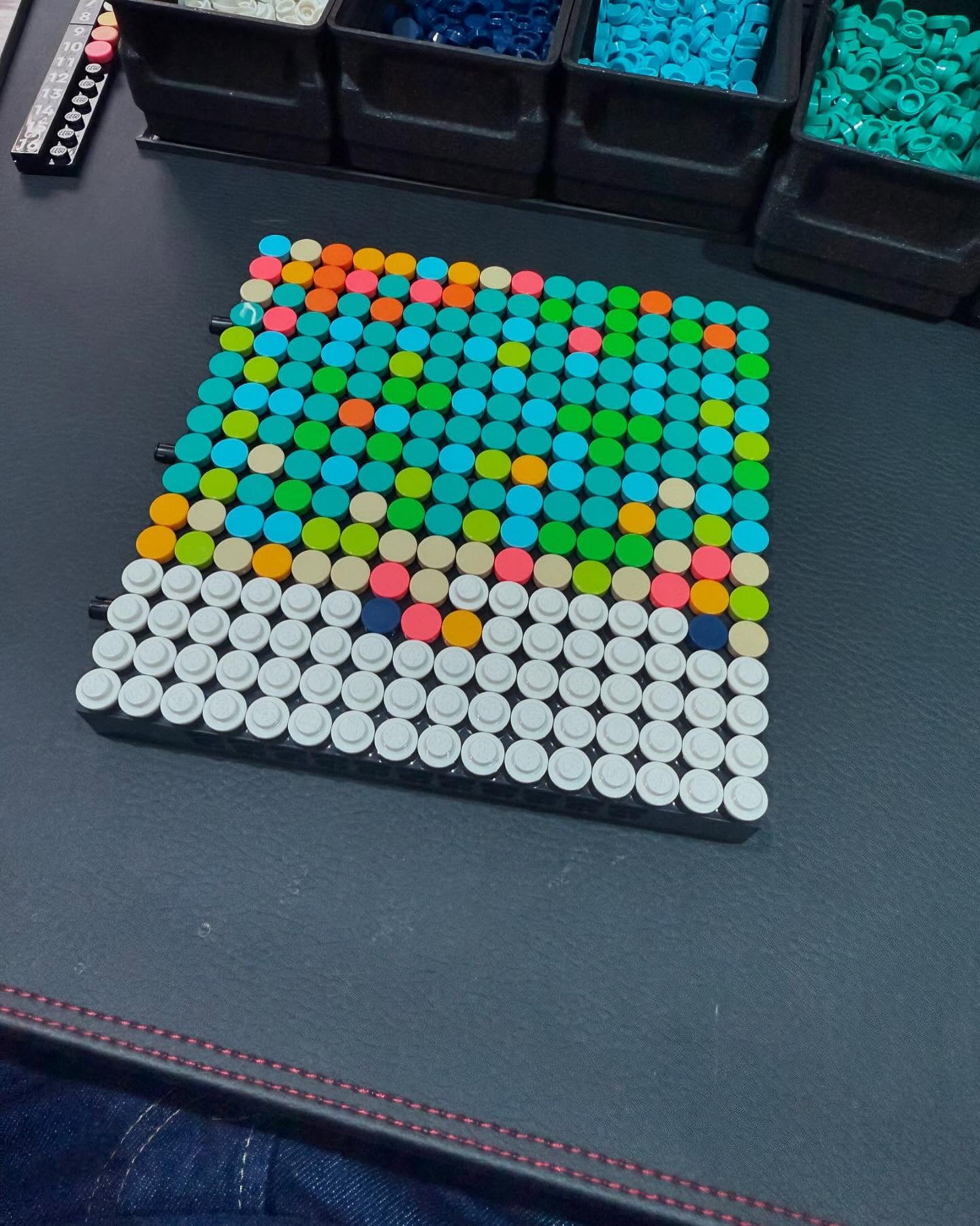 Next row completed one 16x16 panel at a time (5 to a row) #lego