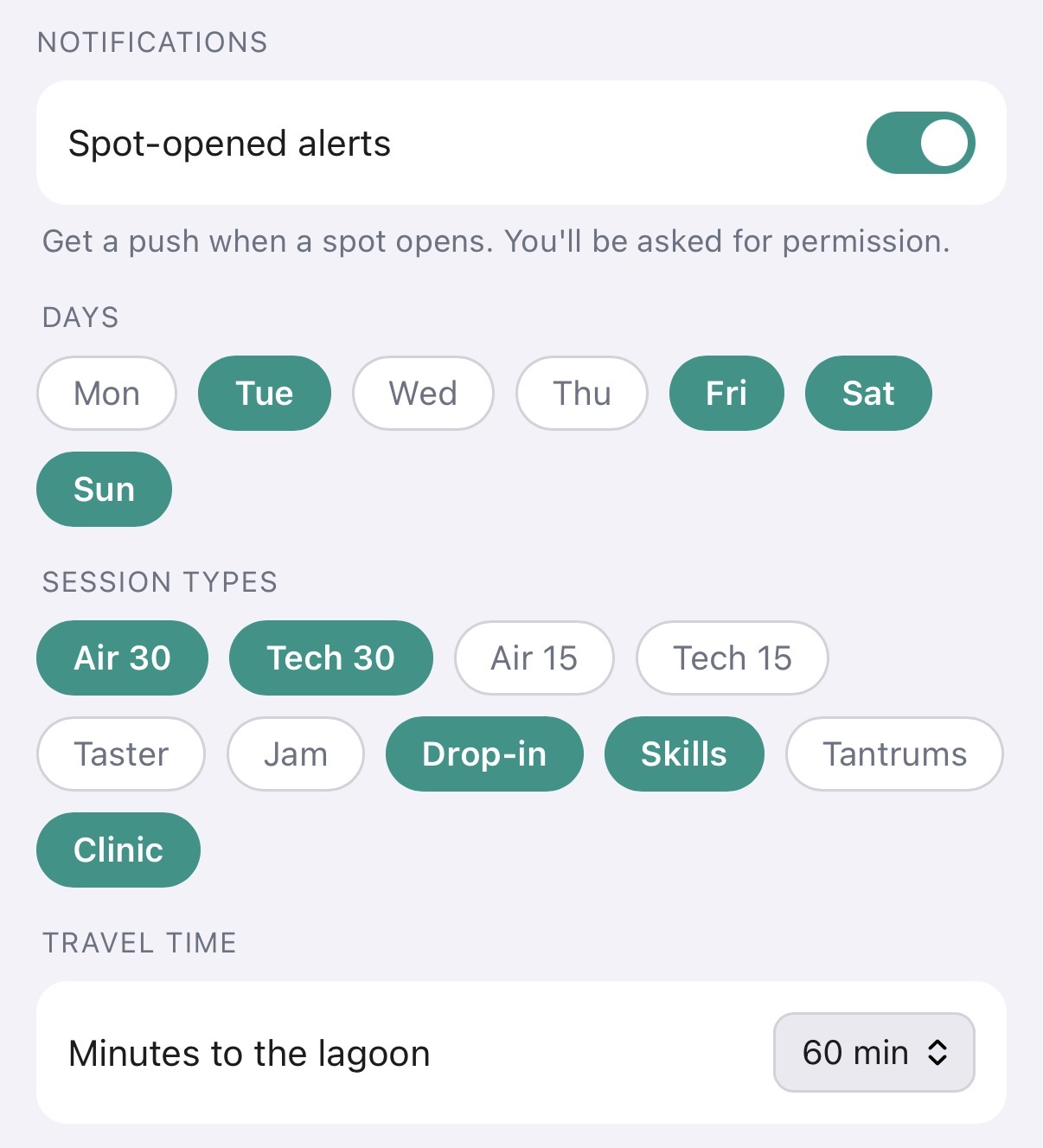 Notification settings